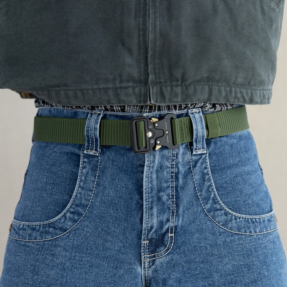 Vintage Green Tactical Buckle Web Belt Y2K Utility Streetwear Adjustable Unisex